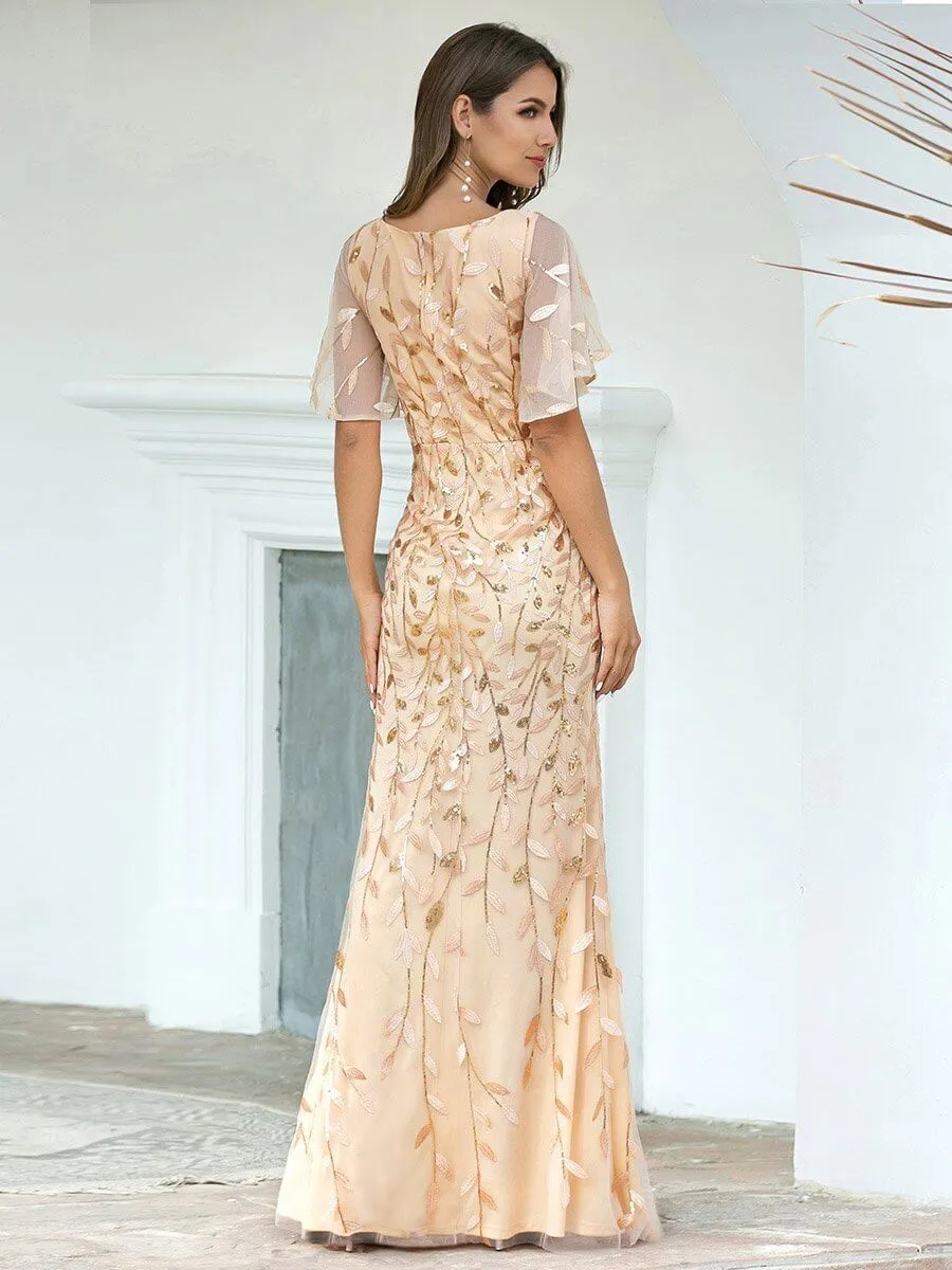 Roycebridal Eliza tulle sleeve mother of bride dress in light gold Express NZ wide