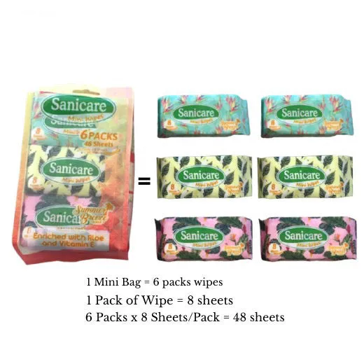 SANICARE Mini Wipes Summer Breeze Scent 6-Packs