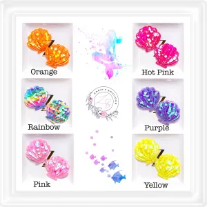 • Sequin Clam Shells • Applique Embellishments • 6 Colours • Per Pair •