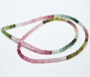 Shaded Multi Afghan Tourmaline Smooth Wheel Loose Gemstone Beads Strand 4mm 18"
