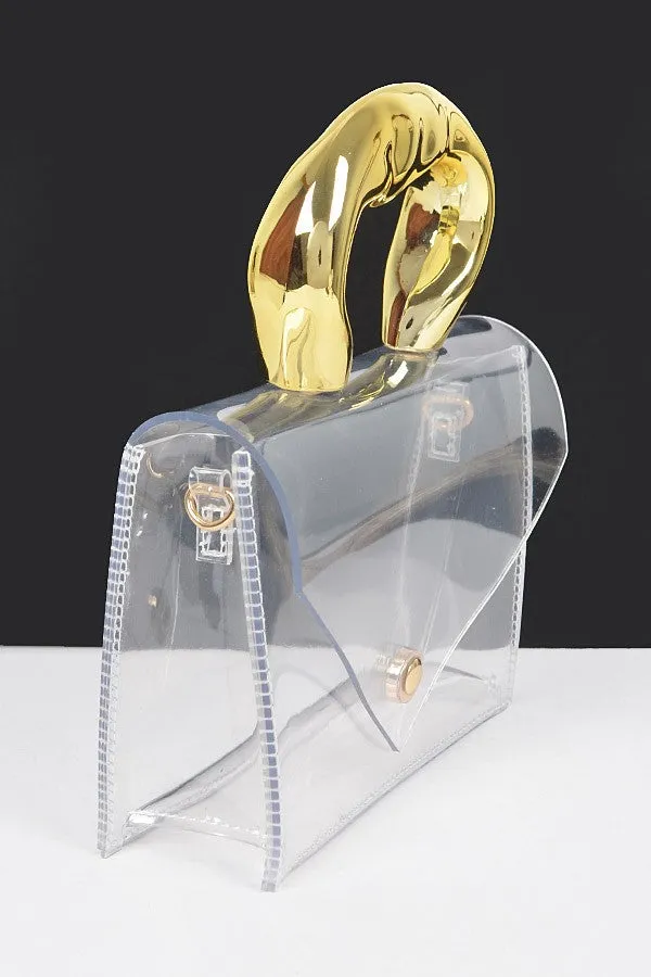 SHAWNA BAG/HPC6040 Clear/Gold Bag Gold Top Handle