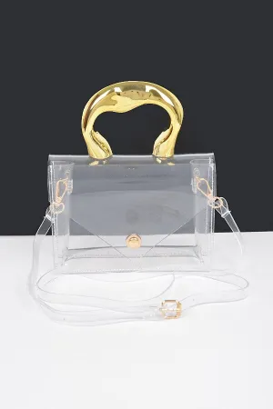 SHAWNA BAG/HPC6040 Clear/Gold Bag Gold Top Handle