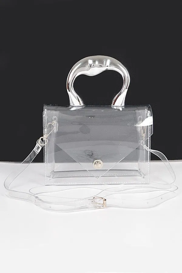SHAWNA BAG/HPC6040 Clear/Silver Bag Silver Top Handle