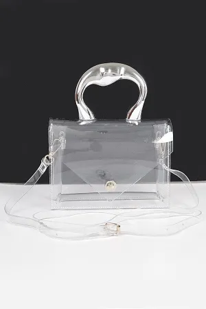 SHAWNA BAG/HPC6040 Clear/Silver Bag Silver Top Handle