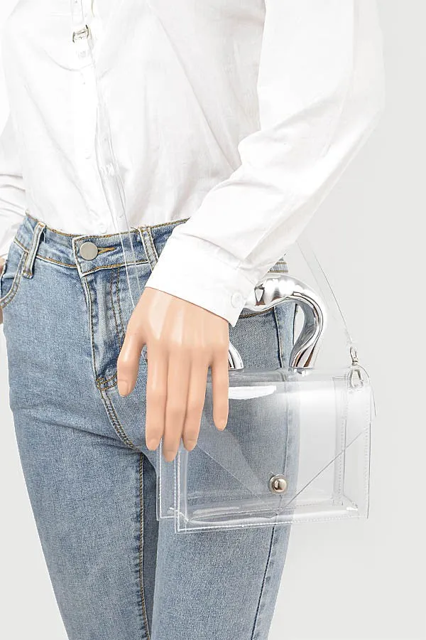 SHAWNA BAG/HPC6040 Clear/Silver Bag Silver Top Handle