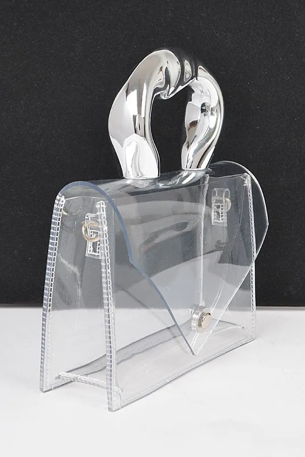 SHAWNA BAG/HPC6040 Clear/Silver Bag Silver Top Handle
