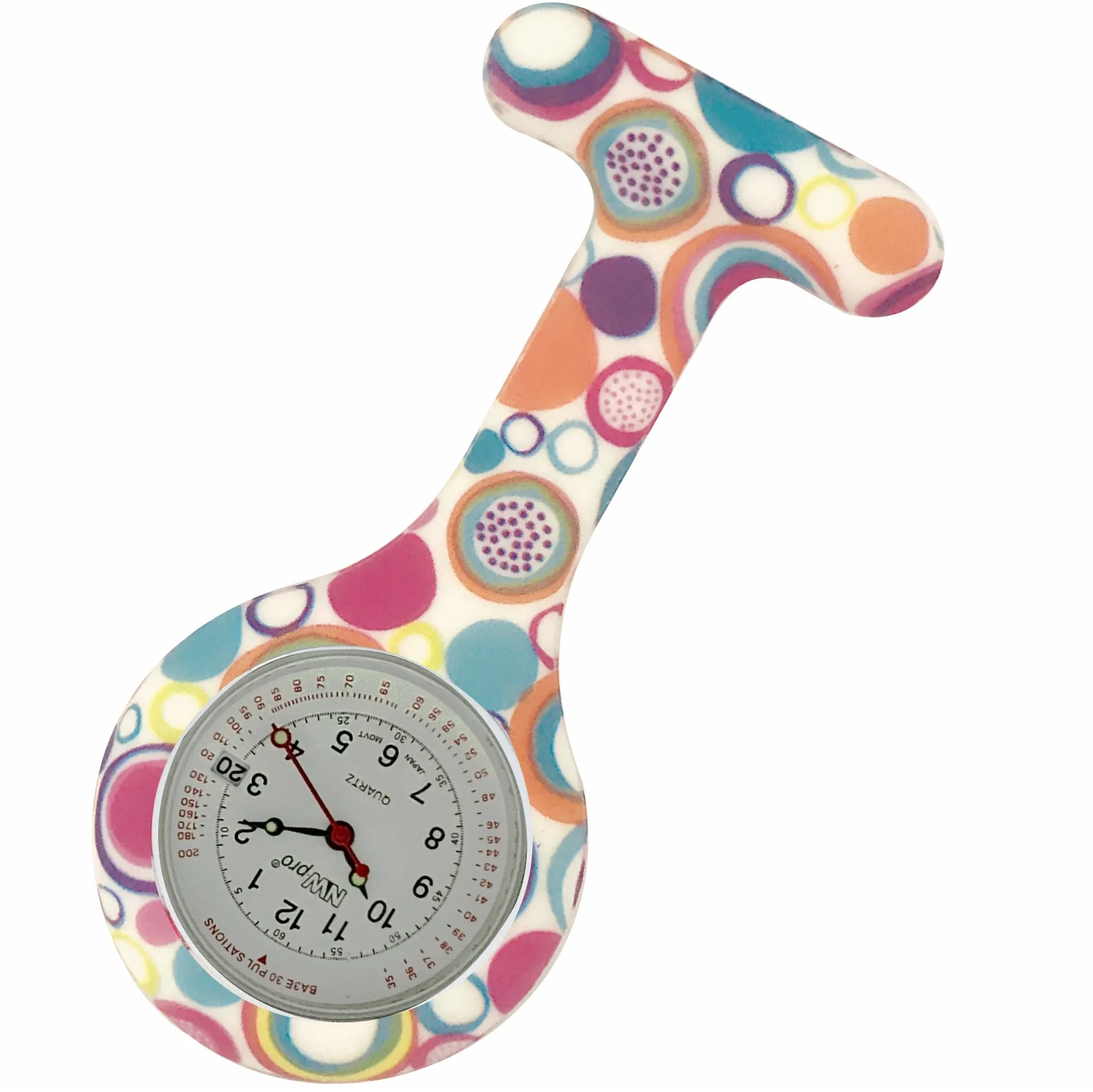 Silicone Pin-on Nurse Watch - Pattern - Base 30 Dial