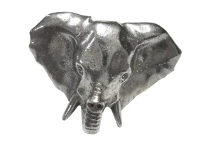 Silver Toned Textured Elephant Head Adjustable Size Fashion Ring