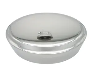 Silver Toned Textured Mining Helmet Oval Trinket Jewelry Box