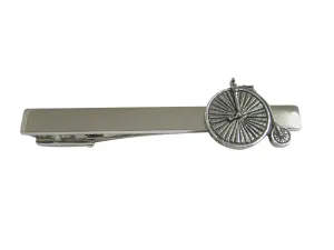 Silver Toned Textured Penny Farthing Retro Bicycle Square Tie Clip