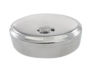 Silver Toned Textured Turtle Tortoise Pendant Oval Trinket Jewelry Box