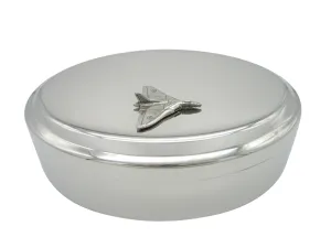 Silver Toned Textured Vulcan Plane Pendant Oval Trinket Jewelry Box