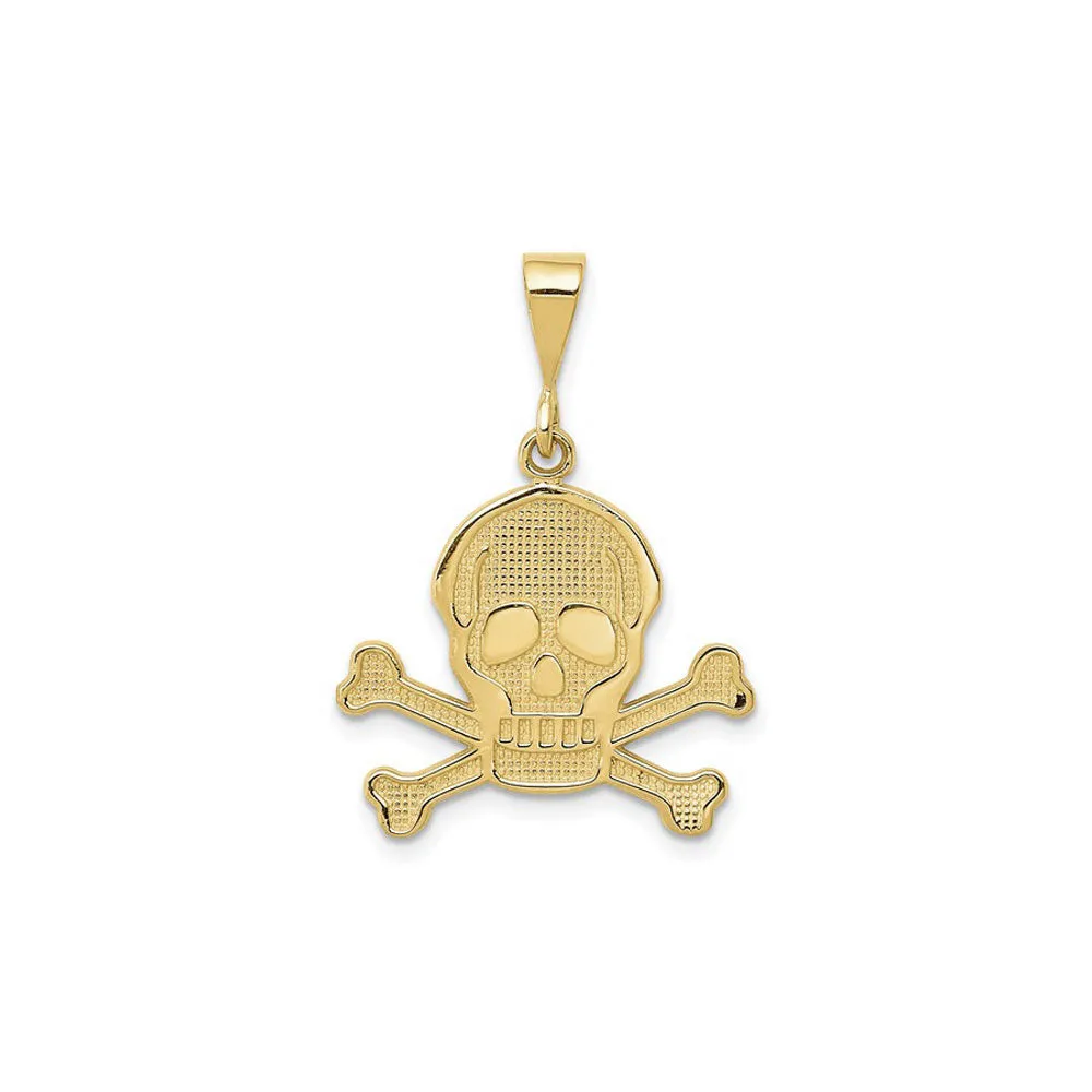 Skull and Bones Mesh Patterned Pendant (14K)