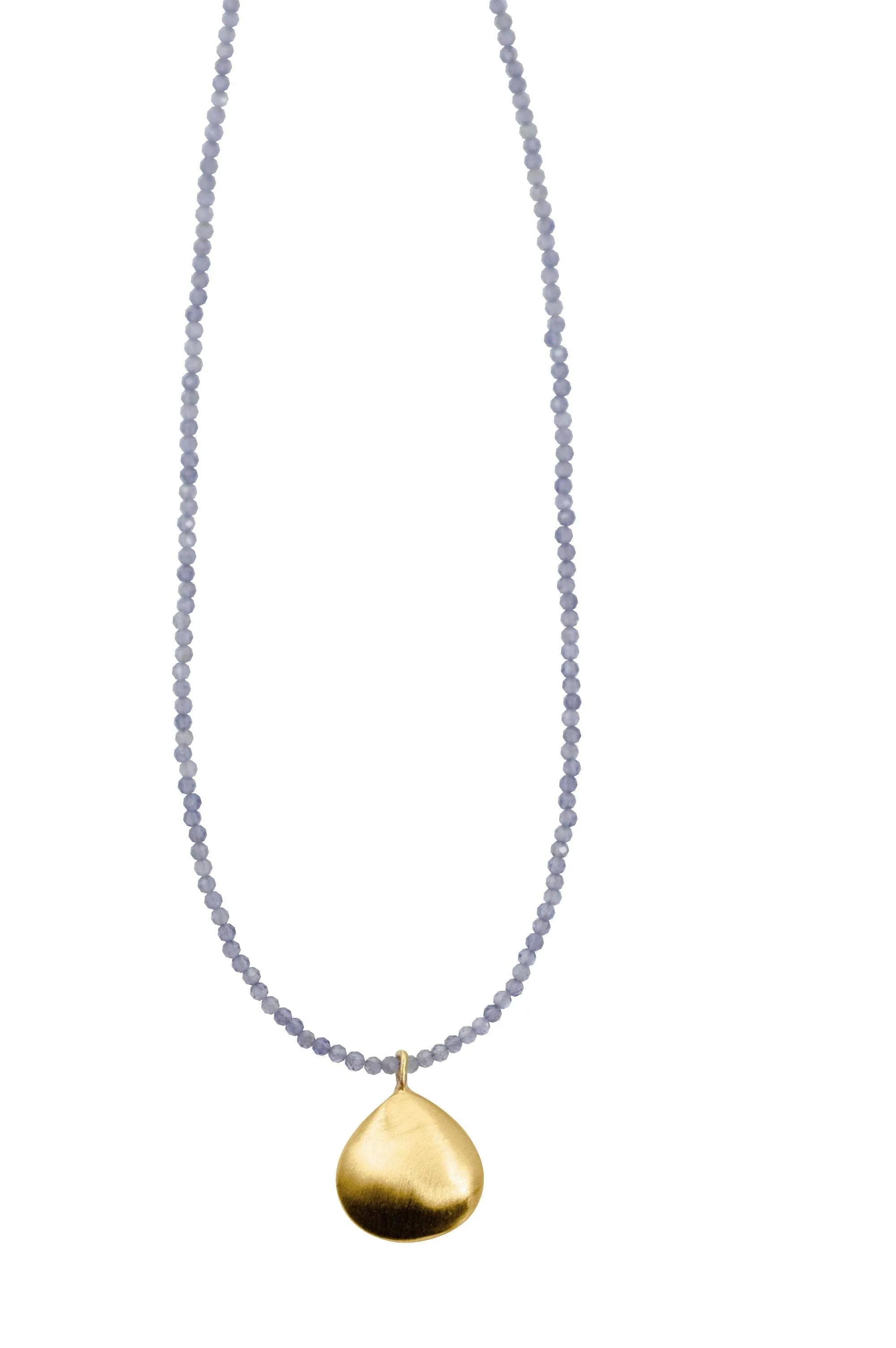 smooth puffy drop on iolite necklace