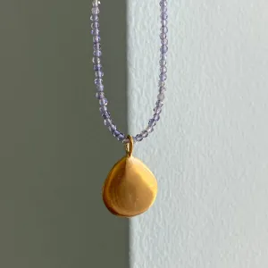 smooth puffy drop on iolite necklace