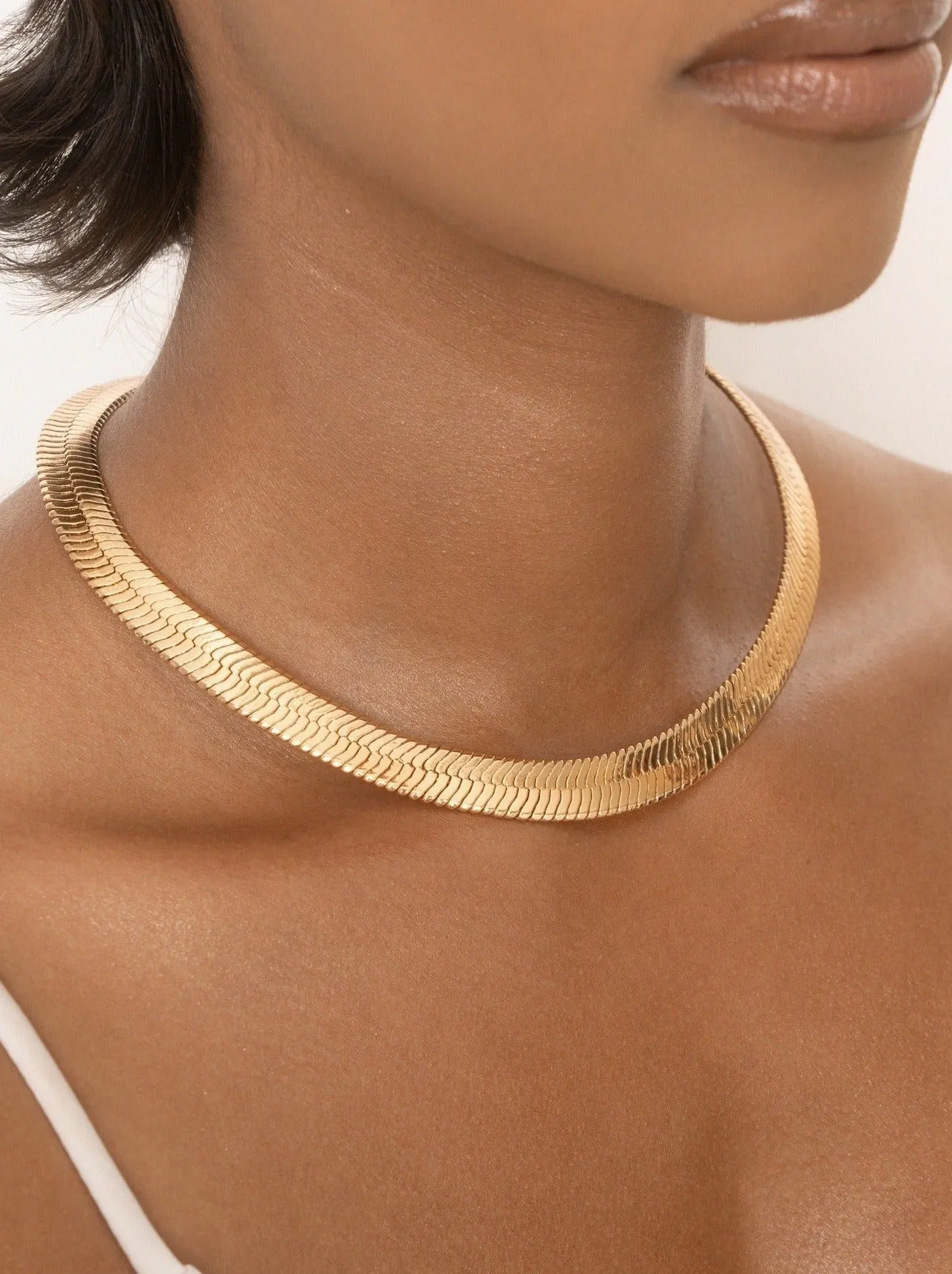 Snake Smooth Chain 18k Gold Plated Necklace