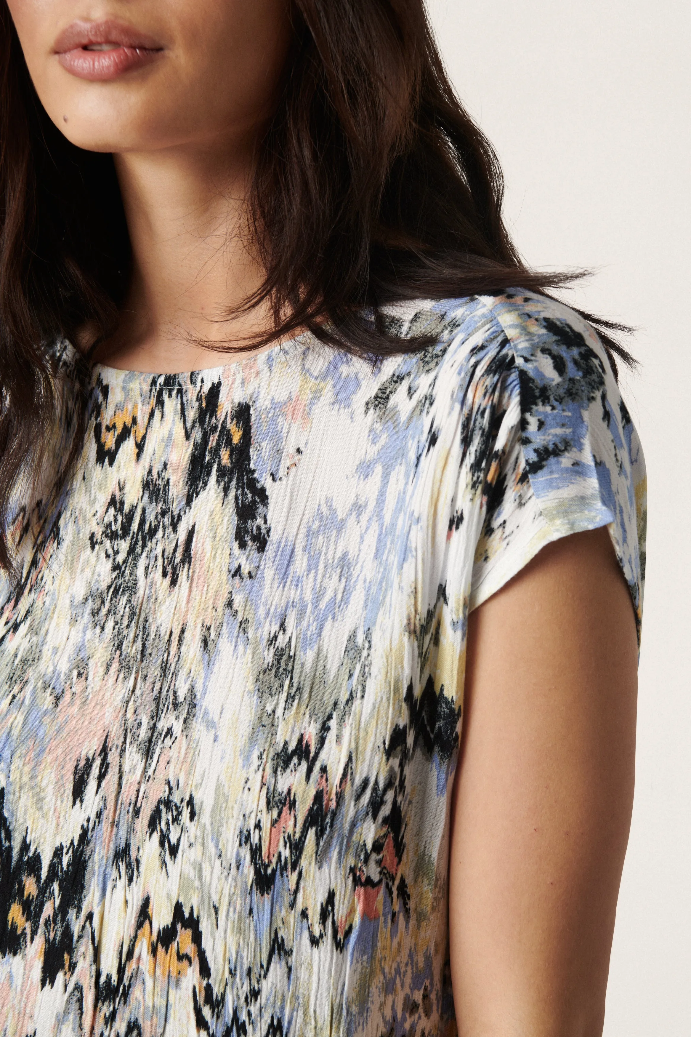 Soaked In Luxury Zaya Top in Parsnip Abstract