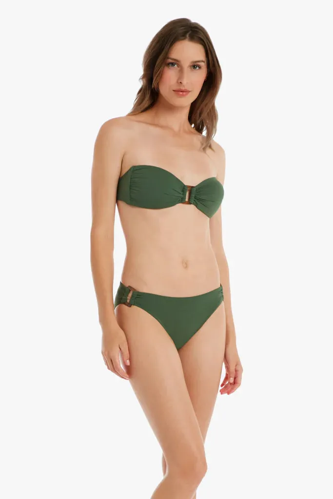 Solid Textured Bandeau Swim Top
