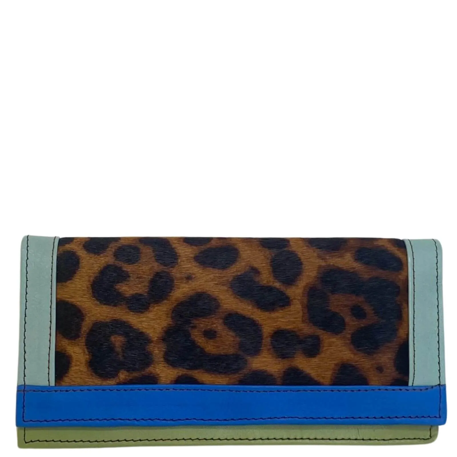 Soruka Island Leather Purse - Leopard Bright Blue