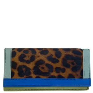 Soruka Island Leather Purse - Leopard Bright Blue