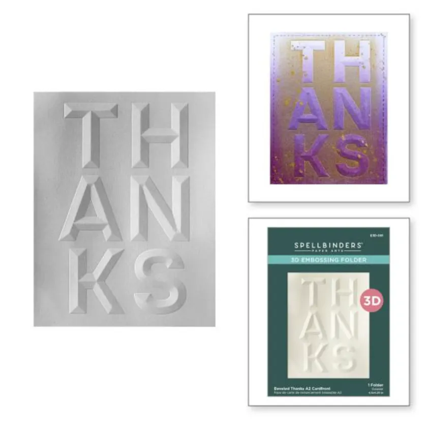 Spellbinders A2 Cardfront Beveled Thanks 3D Embossing Folder {W25}