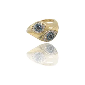 Stacked Evil Eye Pinky Ring