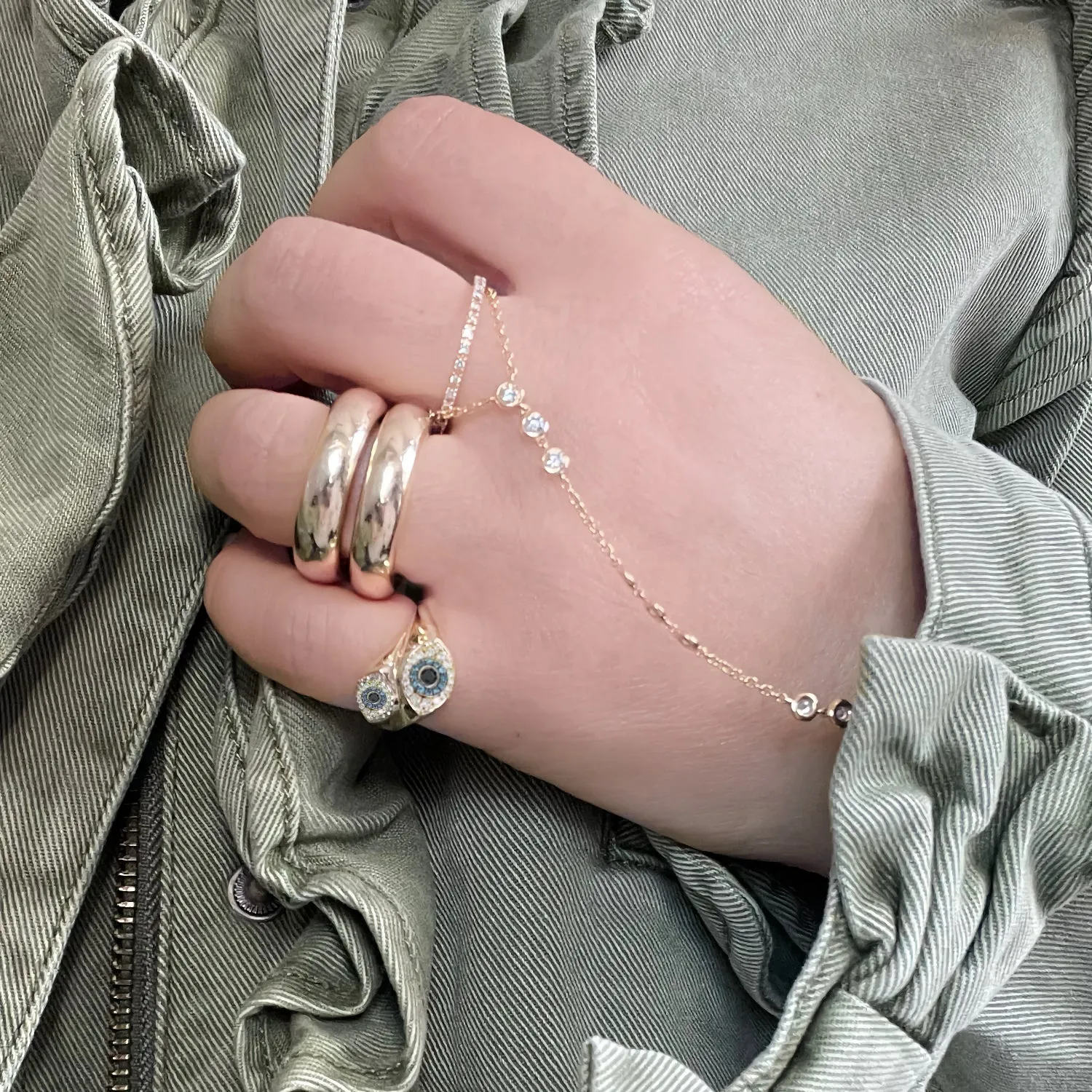 Stacked Evil Eye Pinky Ring