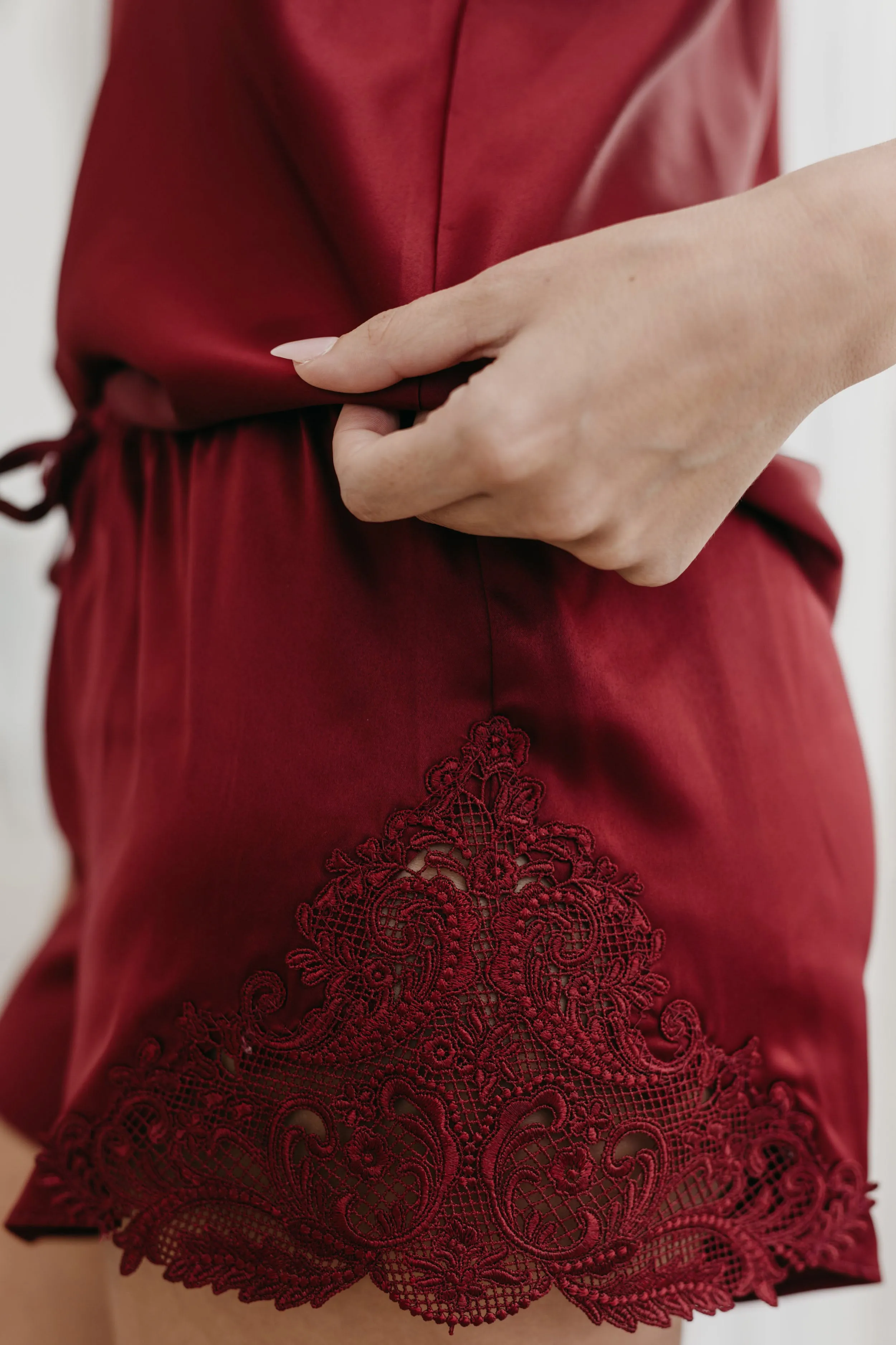Stella Cami and Lace Trim Short Set Ruby