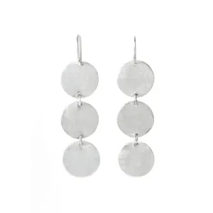 Sterling Silver Brushed 3 Drop Earrings