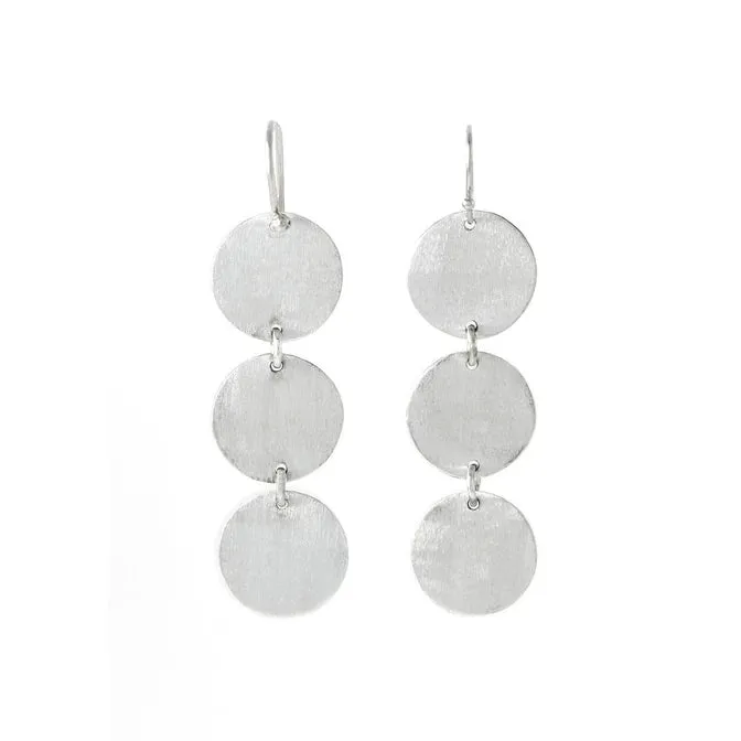 Sterling Silver Brushed 3 Drop Earrings