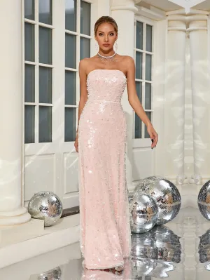 Strapless Sleeveless Exquisite Maxi Dress KLYF1349