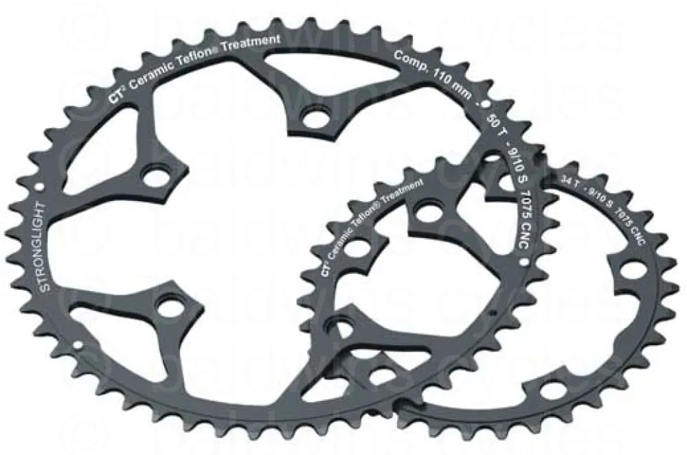 Stronglight 110PCD Type S - 5083 Series 5-Arm Road Black Chainrings 48T-50T - 52T