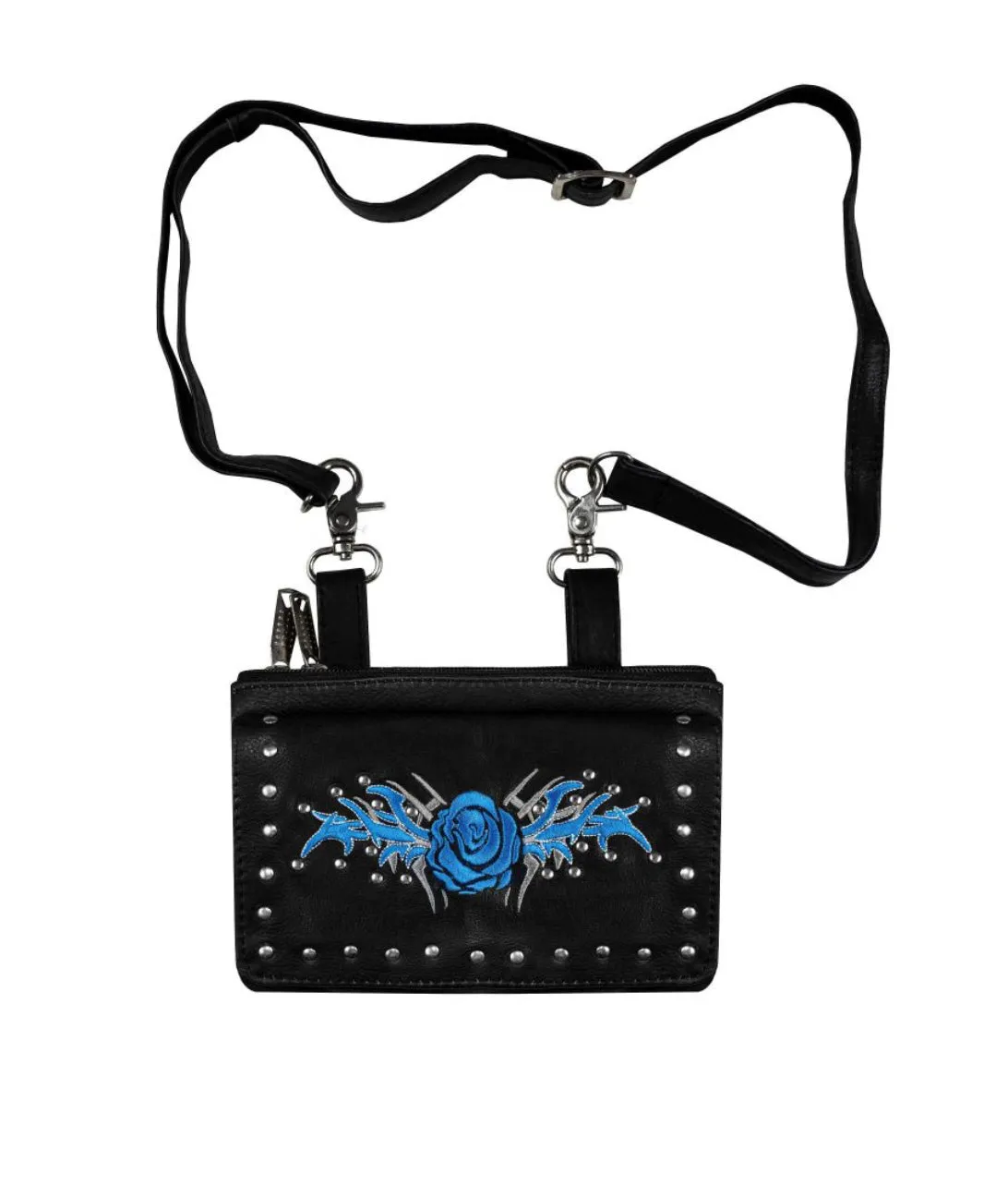 STUDDED ROSE LEATHER CLIP BAG