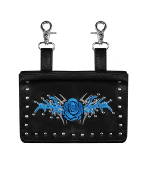 STUDDED ROSE LEATHER CLIP BAG