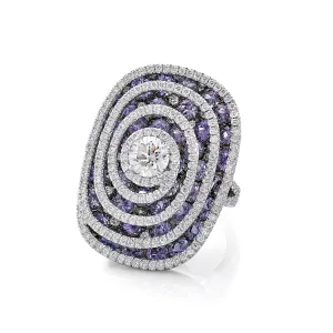 Swirling Diamond Spinel Ring
