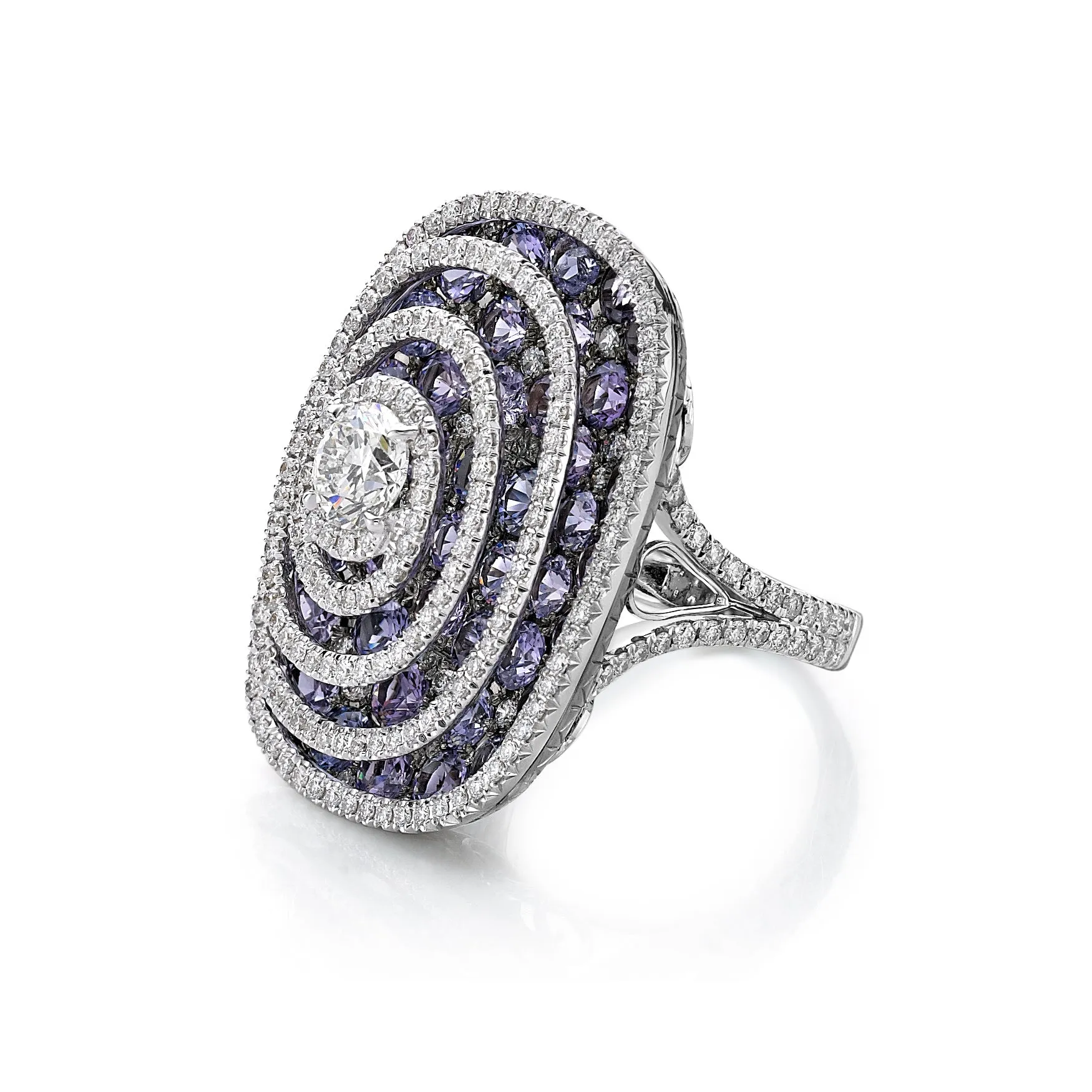Swirling Diamond Spinel Ring