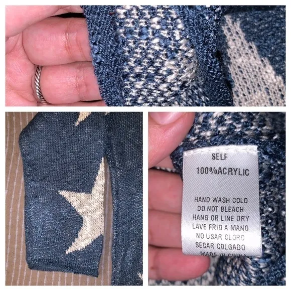 Teal Star Patterned Knitted Pullover Sweater