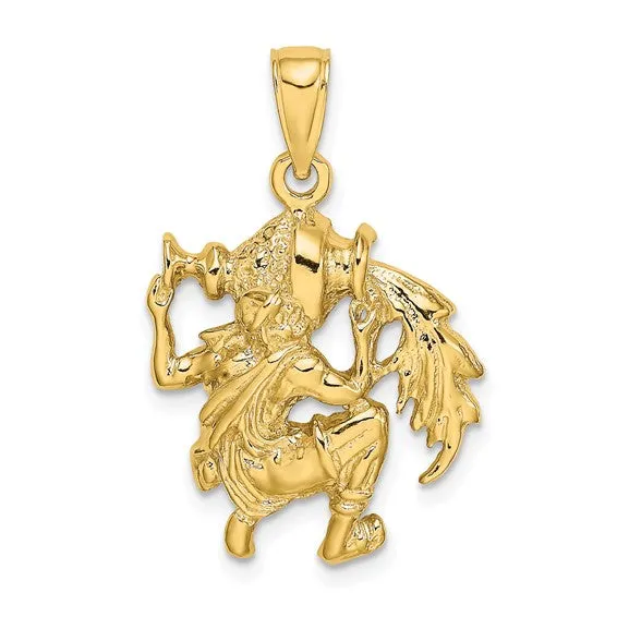 Textured Aquarius Zodiac Pendant (14K)