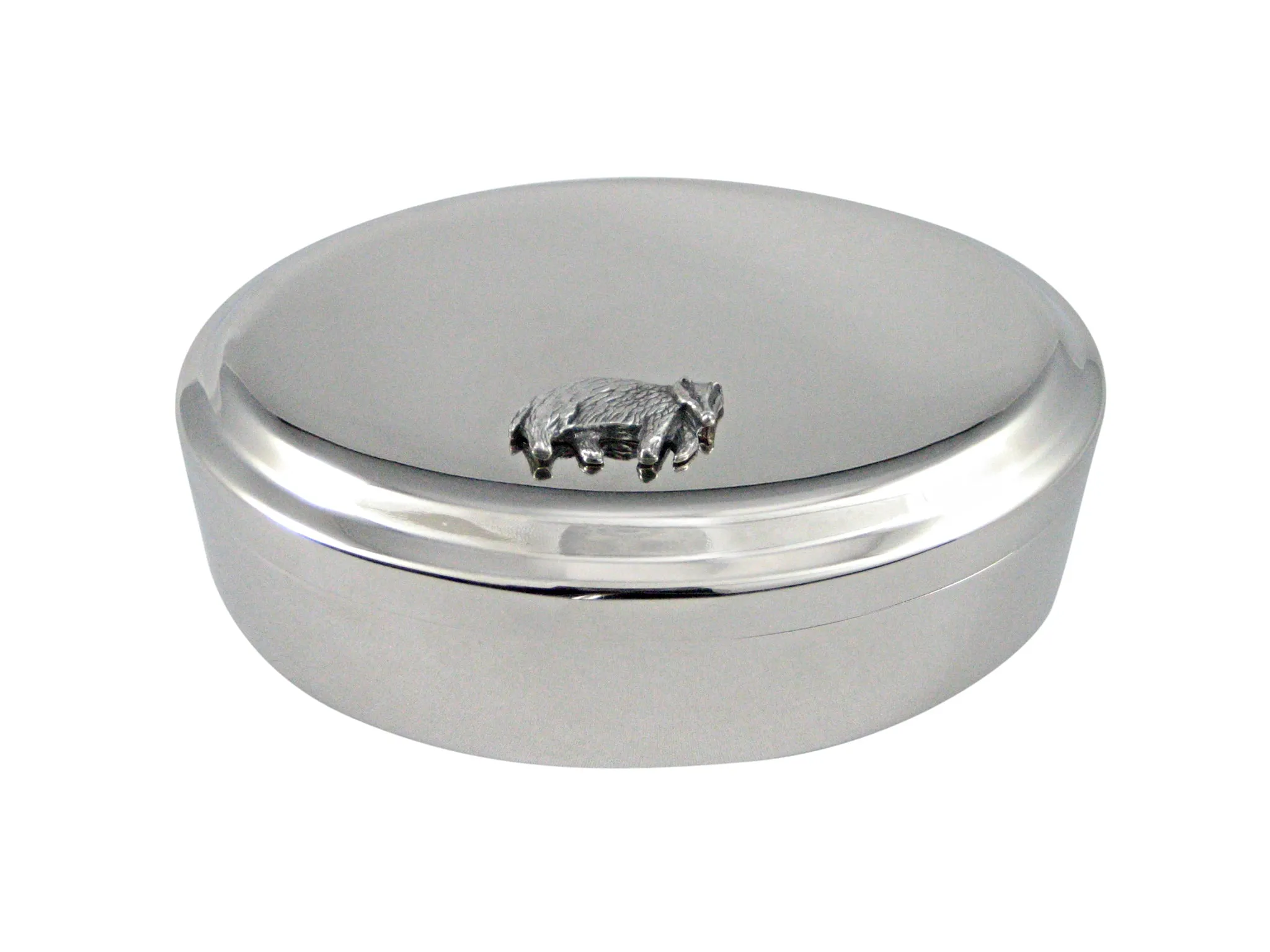 Textured Badger Pendant Oval Trinket Jewelry Box