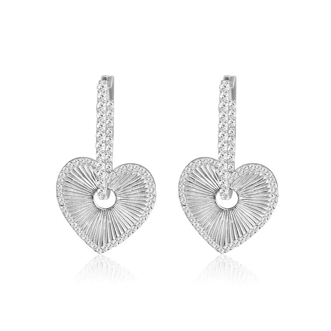 Textured Heart in Hoop Earrings