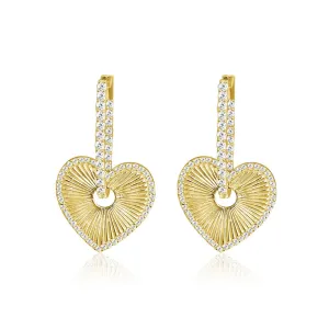 Textured Heart in Hoop Earrings