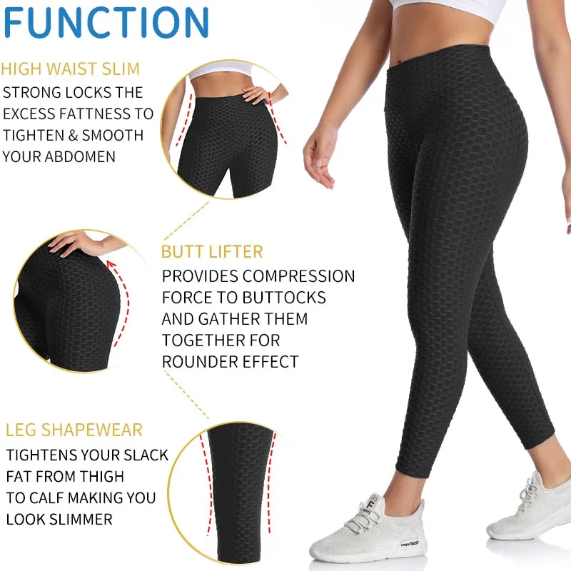 Textured High Rise Leggings - Red No Pockets