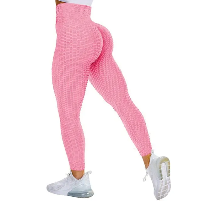Textured High Rise Leggings - Red No Pockets