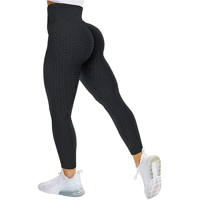 Textured High Rise Leggings - Red No Pockets