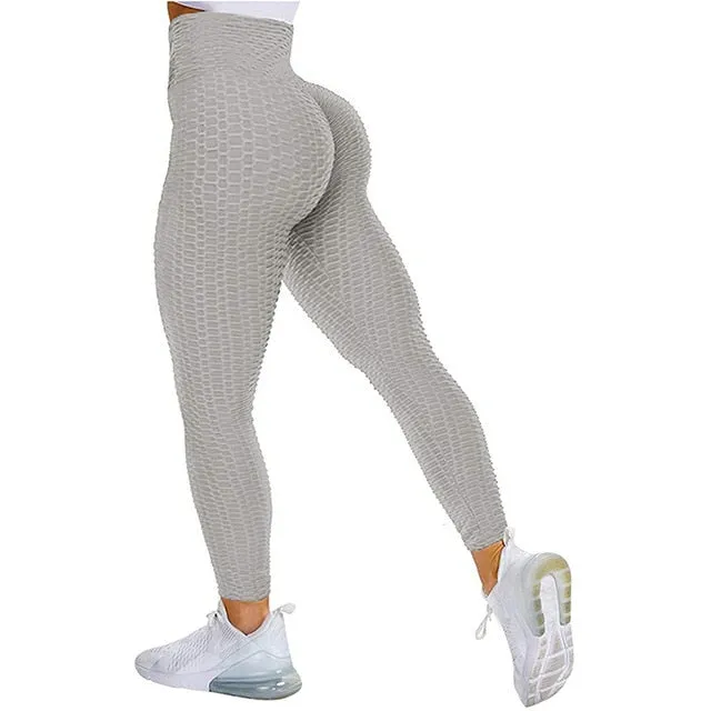 Textured High Rise Leggings - Red No Pockets