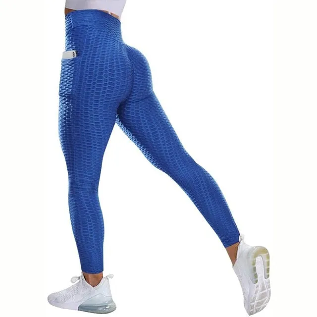 Textured High Rise Leggings - Red No Pockets