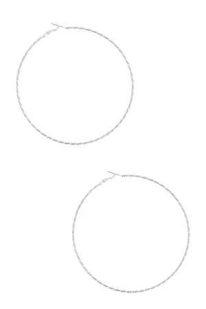 Textured Lined Metal Hoop Earring