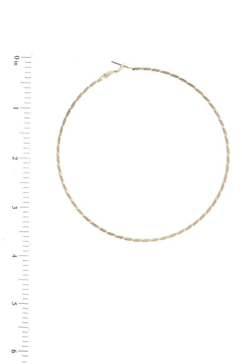 Textured Lined Metal Hoop Earring