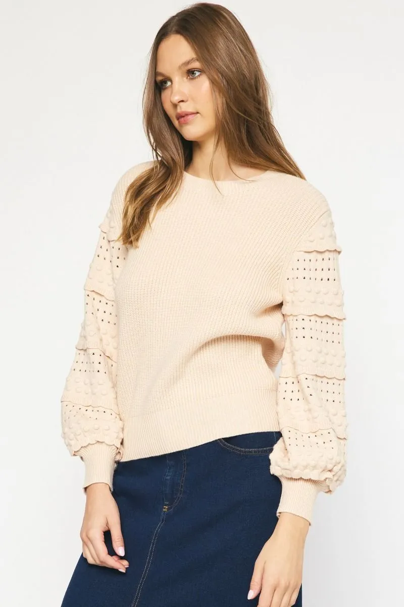 Textured long sleeve sweater