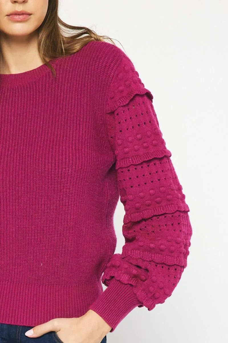 Textured long sleeve sweater